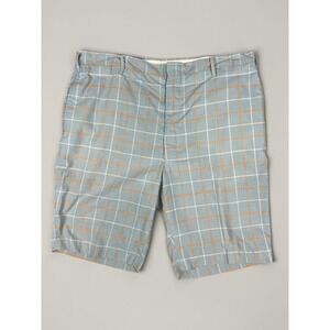 Vintage McGregor Plaid Golf Shorts 38 Blue Orange Windowpane Retro Preppy‎